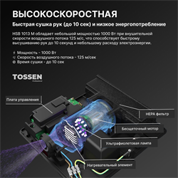 Сушилка для рук с бесщеточным двигателем  - TOSSEN HSB 1013 M - фото 6838